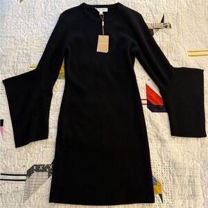 Wool Blend Flare Sleeve Sweater Dress- L